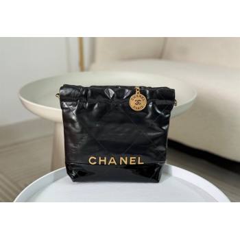 Chanel 22 Shiny Calfskin Patent Patchwork Mini Shopping Bag AS3980 Black 2024 0626 (SM-240626060)