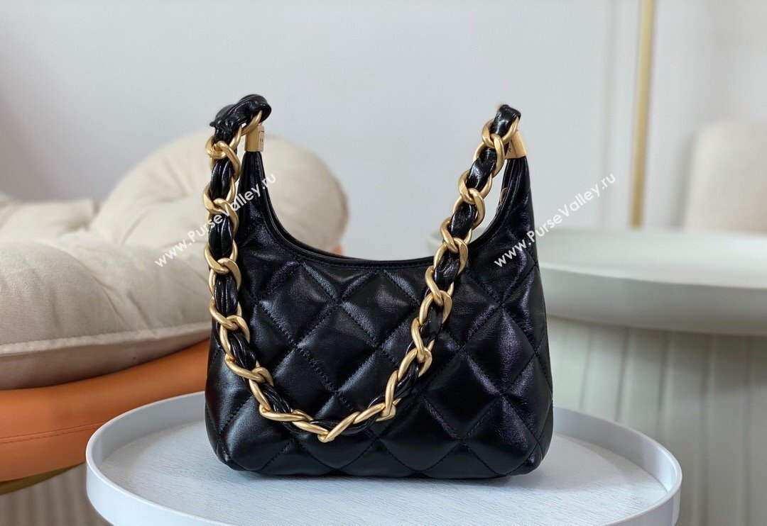 Chanel Shiny Lambskin Small Hobo bag AS4922 Black 2024 (SM-240626112)