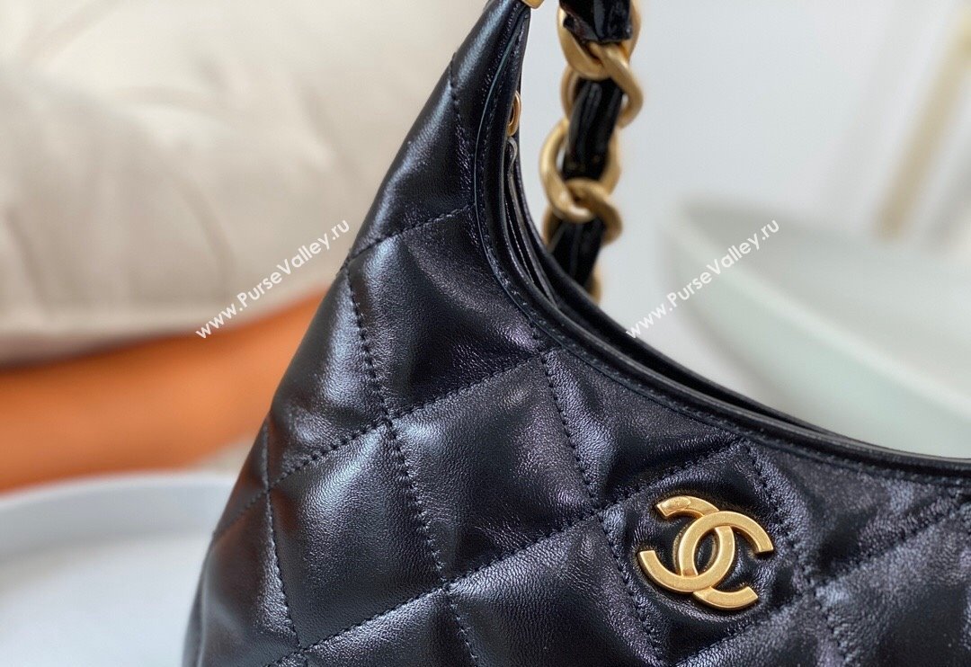 Chanel Shiny Lambskin Small Hobo bag AS4922 Black 2024 (SM-240626112)