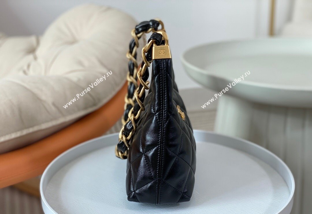 Chanel Shiny Lambskin Small Hobo bag AS4922 Black 2024 (SM-240626112)