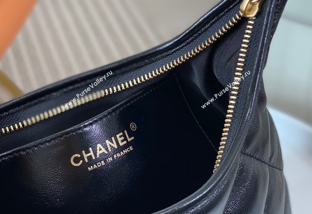 Chanel Shiny Lambskin Small Hobo bag AS4922 Black 2024 (SM-240626112)