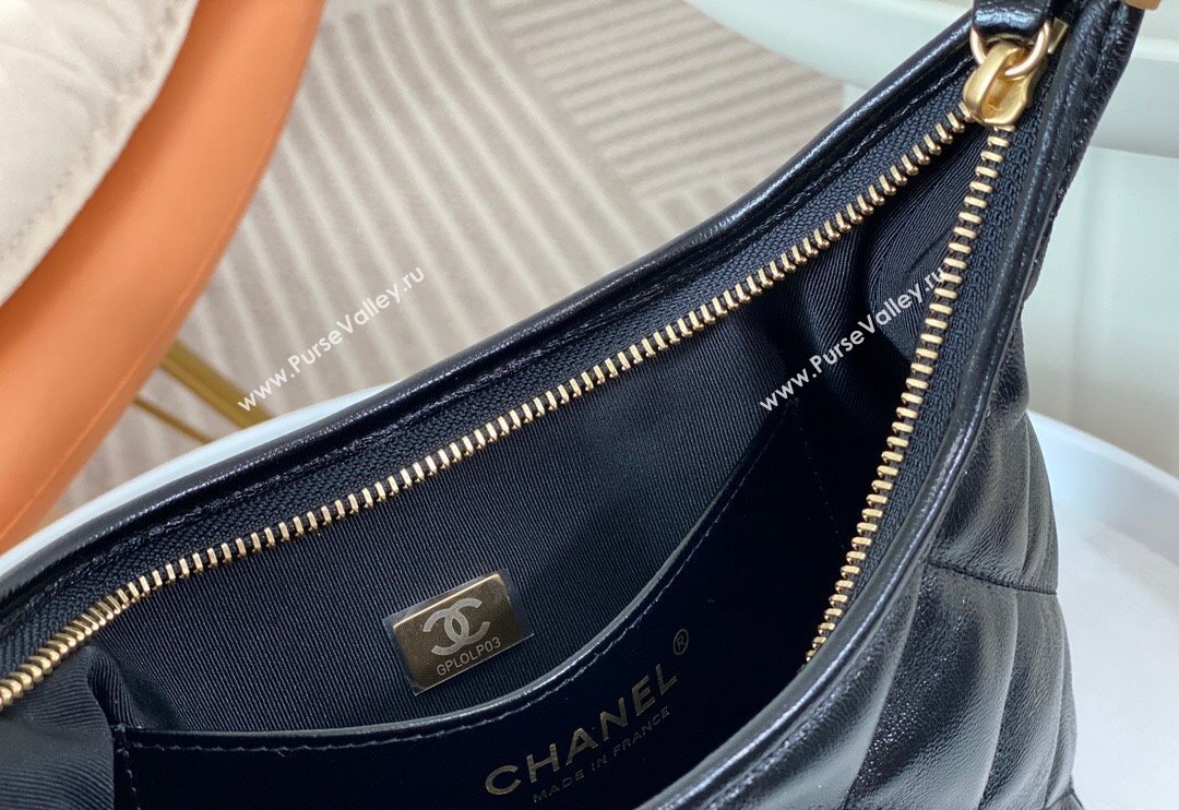 Chanel Shiny Lambskin Small Hobo bag AS4922 Black 2024 (SM-240626112)