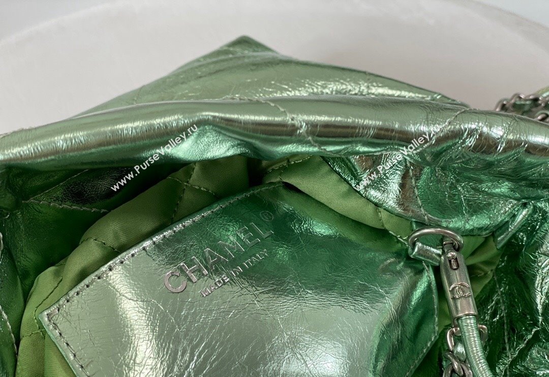 Chanel 22 Metallic Shiny Calfskin Mini Shopping Bag AS3980 Light Green 2024 (SM-240626088)