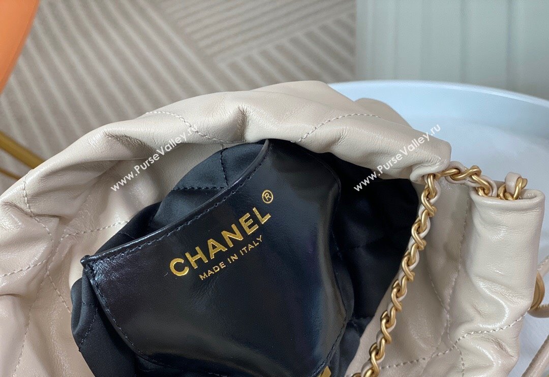 Chanel 22 Shiny Calfskin Patchwork Mini Shopping Bag AS3980 Nude/Black 2024 0626 (SM-240626057)