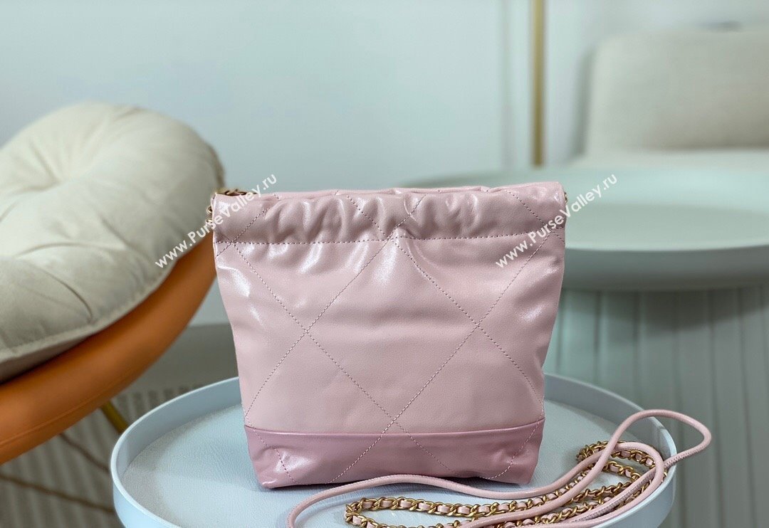 Chanel 22 Shiny Calfskin Patchwork Mini Shopping Bag AS3980 Light Pink/Purple 2024 0626 (SM-240626059)