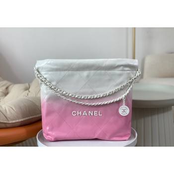 Chanel 22 Patent Gradient Calfskin Lacquered Metal Small Shopping Bag AS3260 Pink/White 2024 0626 (SM-240626048)