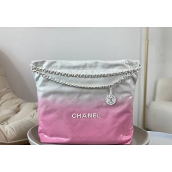 Chanel 22 Patent Gradient Calfskin Lacquered Metal Shopping Bag AS3261 Pink/White 2024 0626 (SM-240626049)