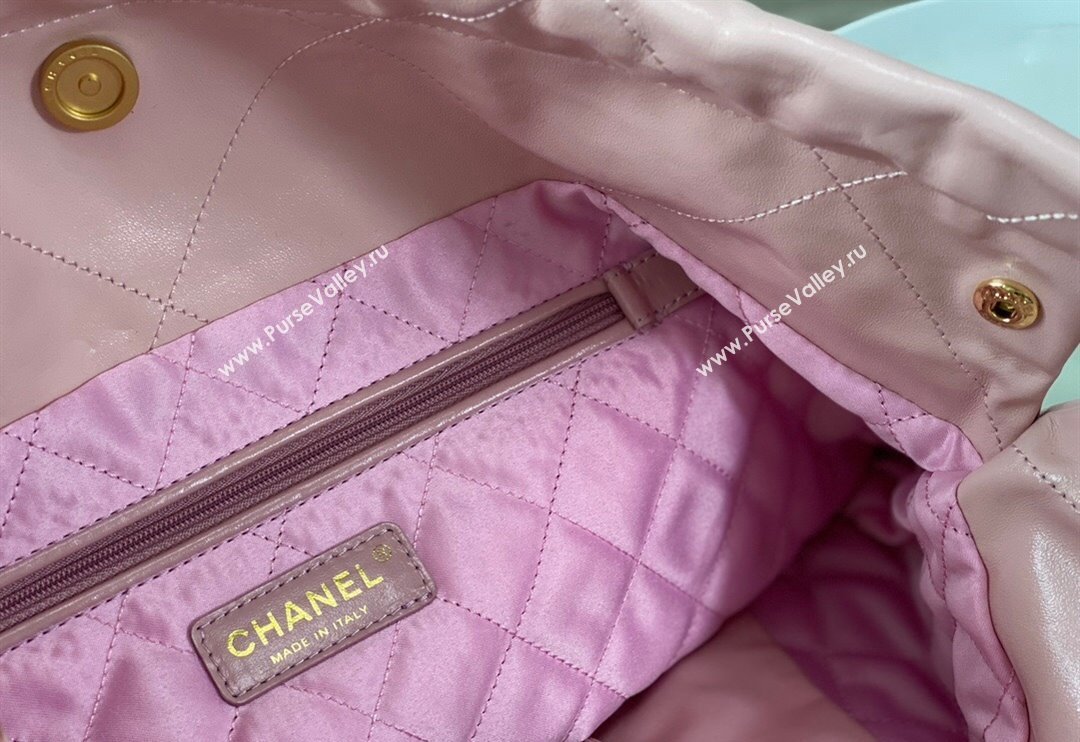 Chanel 22 Shiny Calfskin Patchwork Shopping Bag AS3261 Light Pink/Purple 2024 0626 (SM-240626066)