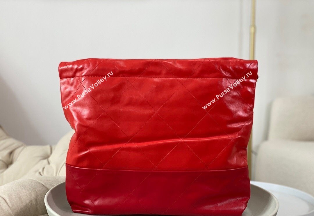 Chanel 22 Shiny Calfskin Patchwork Shopping Bag AS3261 Red 2024 0626 (SM-240626067)