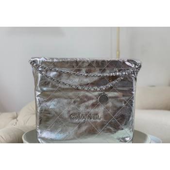 Chanel 22 Metallic Shiny Calfskin Shopping Bag AS3261 Silver 2024 (SM-240626095)