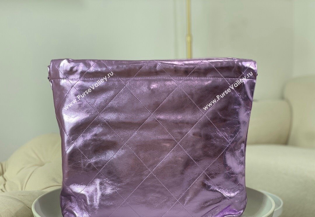 Chanel 22 Metallic Shiny Calfskin Shopping Bag AS3261 Purple 2024 (SM-240626101)