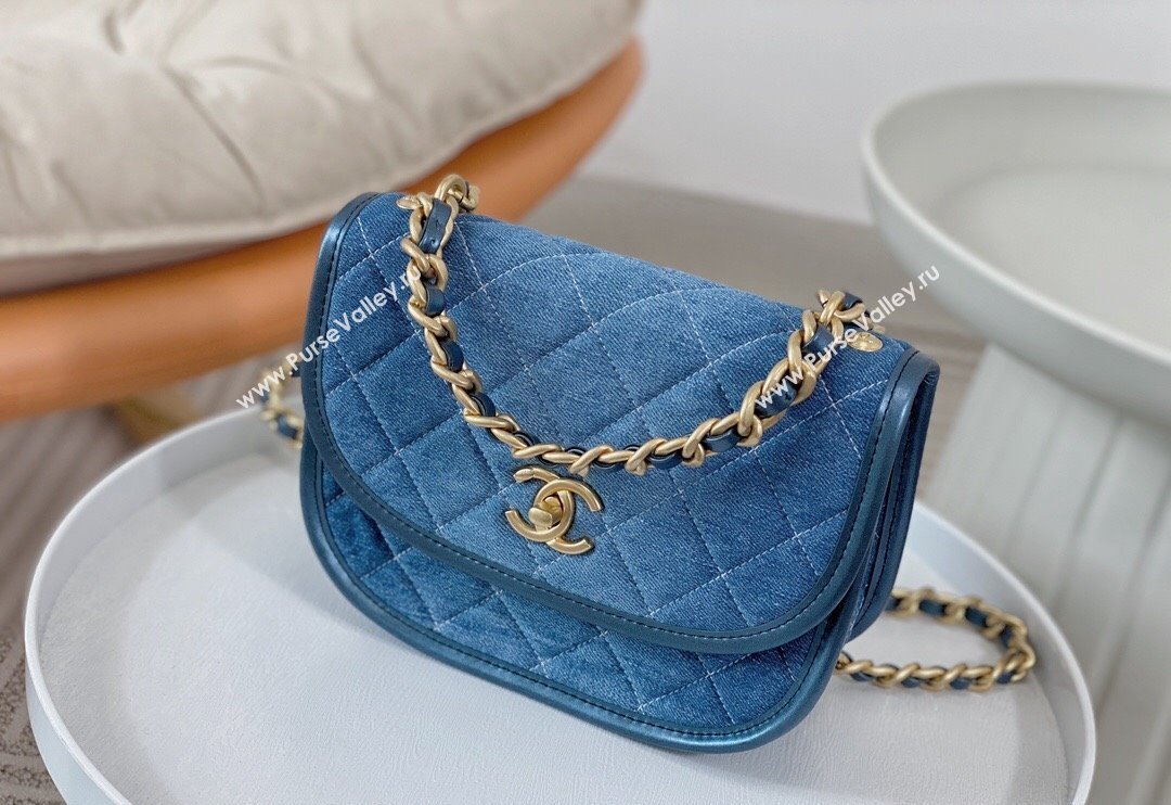 Chanel Washed Denim Small Messenger bag AS4850 Blue 2024 (SM-240626113)