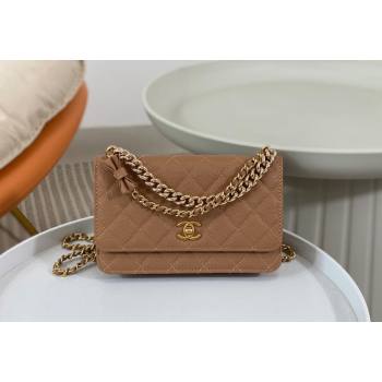 Chanel Grained Calfskin Wallet on Chain WOC with Bow Brown 2024 96073 (SM-240626116)