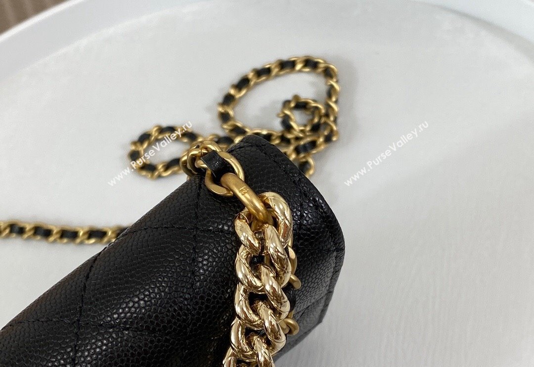 Chanel Grained Calfskin Wallet on Chain WOC with Bow Black 2024 96073 (SM-240626117)