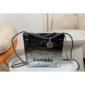 Chanel 22 Patent Gradient Calfskin Lacquered Metal Mini Shopping Bag AS3980 Black/Silver 2024 0626 (SM-240626053)