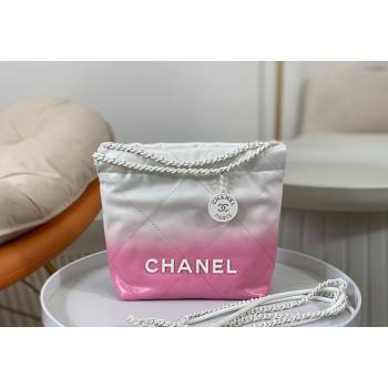 Chanel 22 Patent Gradient Calfskin Lacquered Metal Mini Shopping Bag AS3980 White/Pink 2024 0626 (SM-240626051)