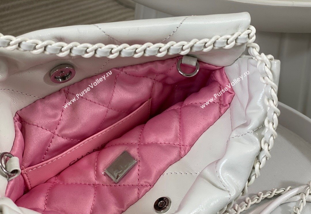 Chanel 22 Patent Gradient Calfskin  Lacquered Metal Mini Shopping Bag AS3980 White/Pink 2024 0626 (SM-240626051)