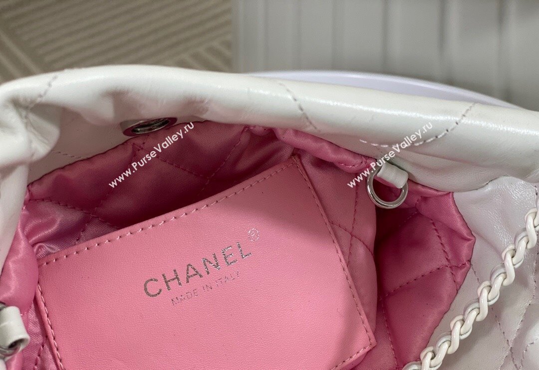 Chanel 22 Patent Gradient Calfskin  Lacquered Metal Mini Shopping Bag AS3980 White/Pink 2024 0626 (SM-240626051)