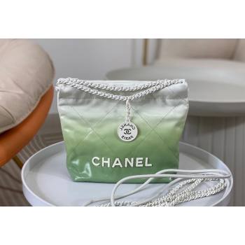 Chanel 22 Patent Gradient Calfskin Lacquered Metal Mini Shopping Bag AS3980 White/Green 2024 0626 (SM-240626054)