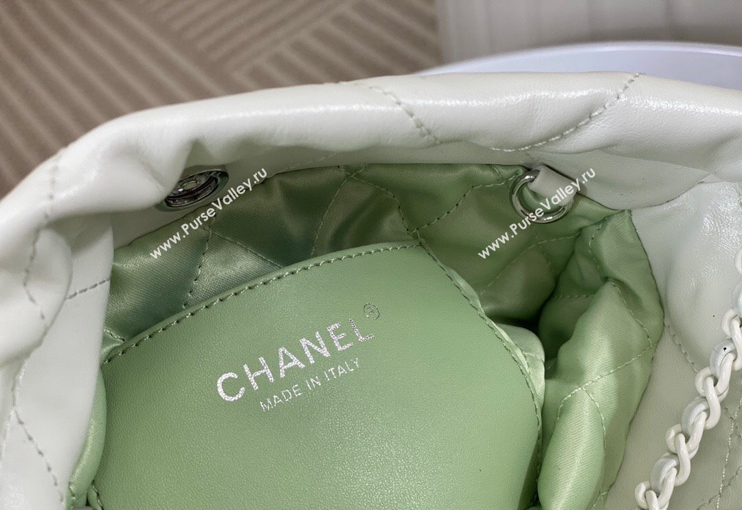 Chanel 22 Patent Gradient Calfskin  Lacquered Metal Mini Shopping Bag AS3980 White/Green 2024 0626 (SM-240626054)