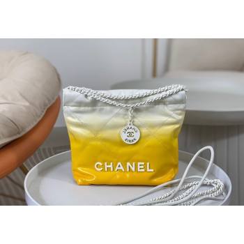 Chanel 22 Patent Gradient Calfskin Lacquered Metal Mini Shopping Bag AS3980 White/Yellow 2024 0626 (SM-240626055)