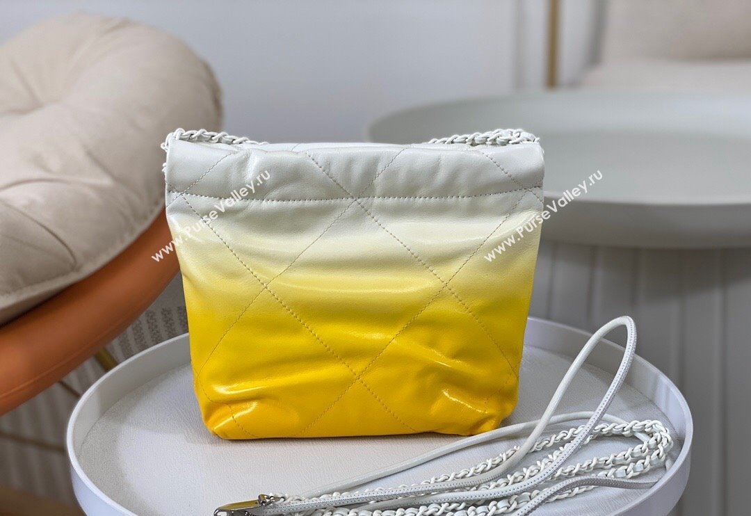 Chanel 22 Patent Gradient Calfskin  Lacquered Metal Mini Shopping Bag AS3980 White/Yellow 2024 0626 (SM-240626055)