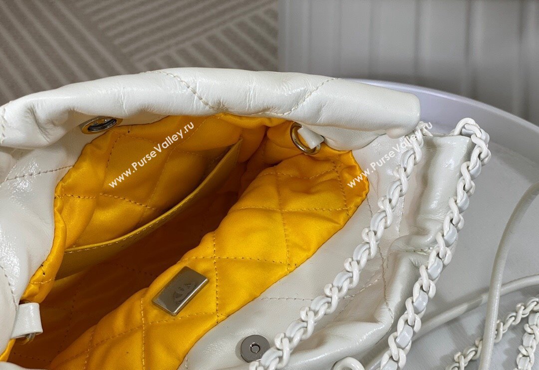 Chanel 22 Patent Gradient Calfskin  Lacquered Metal Mini Shopping Bag AS3980 White/Yellow 2024 0626 (SM-240626055)