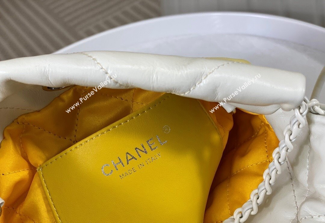 Chanel 22 Patent Gradient Calfskin  Lacquered Metal Mini Shopping Bag AS3980 White/Yellow 2024 0626 (SM-240626055)