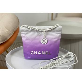 Chanel 22 Patent Gradient Calfskin  Lacquered Metal Mini Shopping Bag AS3980 White/Purple 2024 0626 (SM-240626056)