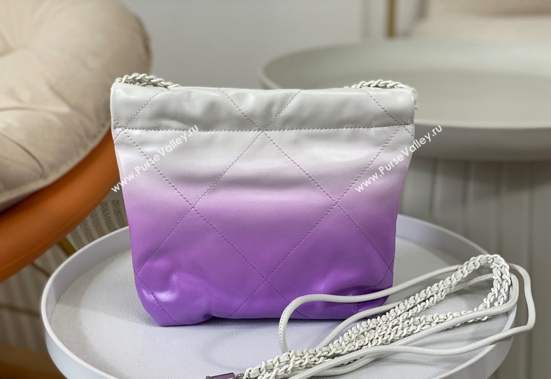 Chanel 22 Patent Gradient Calfskin  Lacquered Metal Mini Shopping Bag AS3980 White/Purple 2024 0626 (SM-240626056)