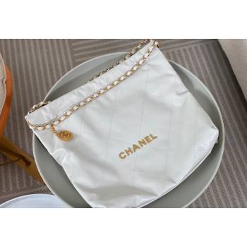 Chanel 22 Matte Calfskin Leather Shopping Bag AS3261 White/Aged Gold 2024 0626 (SM-240626075)