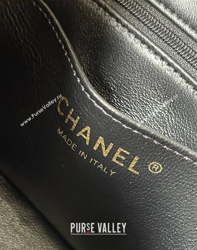 Chanel Patent Calfskin Mini Flap Bag with Top Handle AS2431 Black 2024 0626 (yingf-240626118)