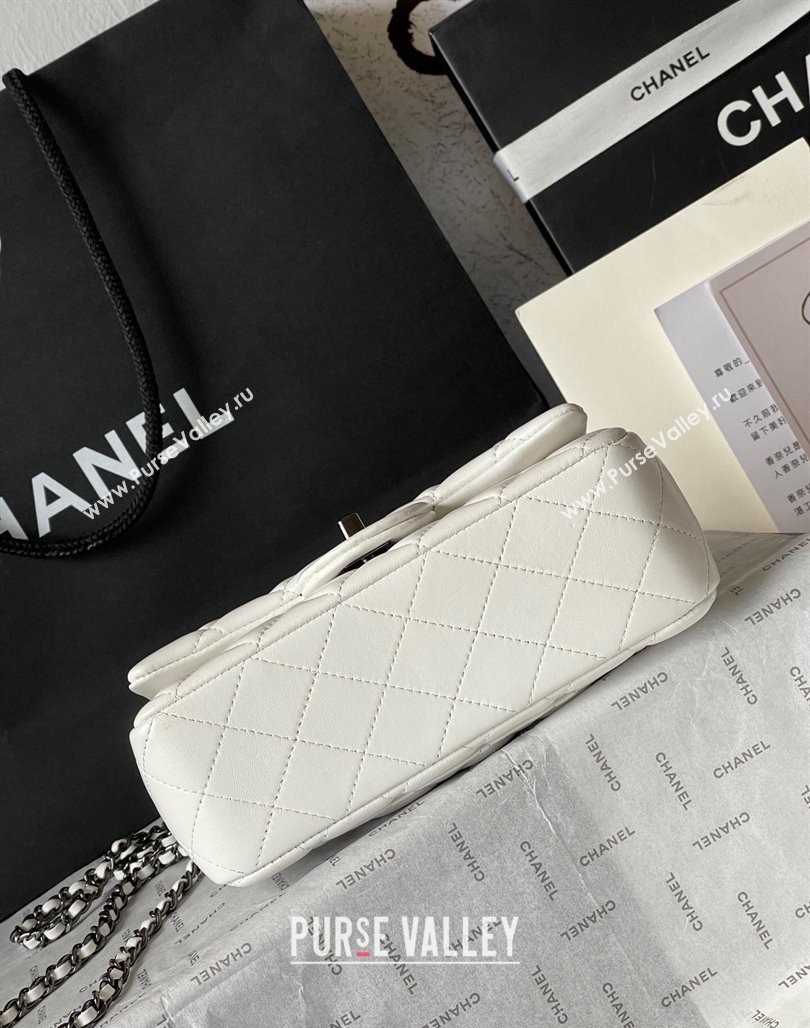 Chanel Lambskin Mini Flap Bag with Top Handle AS2431 White/Black 2024 0626 (yingf-240626119)