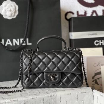 Chanel Lambskin Mini Flap Bag with Top Handle AS2431 All Black 2024 0626 (yingf-240626121)