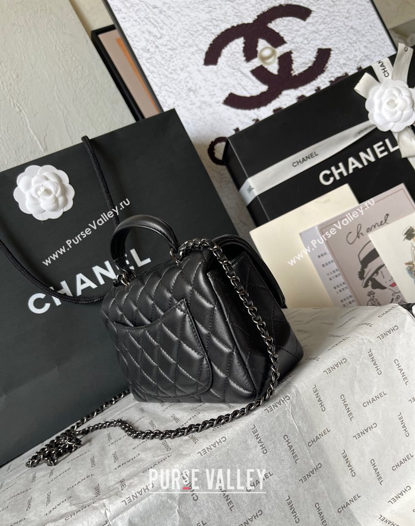 Chanel Lambskin Mini Flap Bag with Top Handle AS2431 All Black 2024 0626 (yingf-240626121)