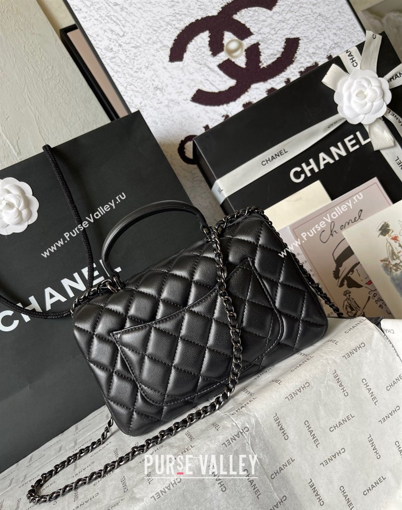 Chanel Lambskin Mini Flap Bag with Top Handle AS2431 All Black 2024 0626 (yingf-240626121)