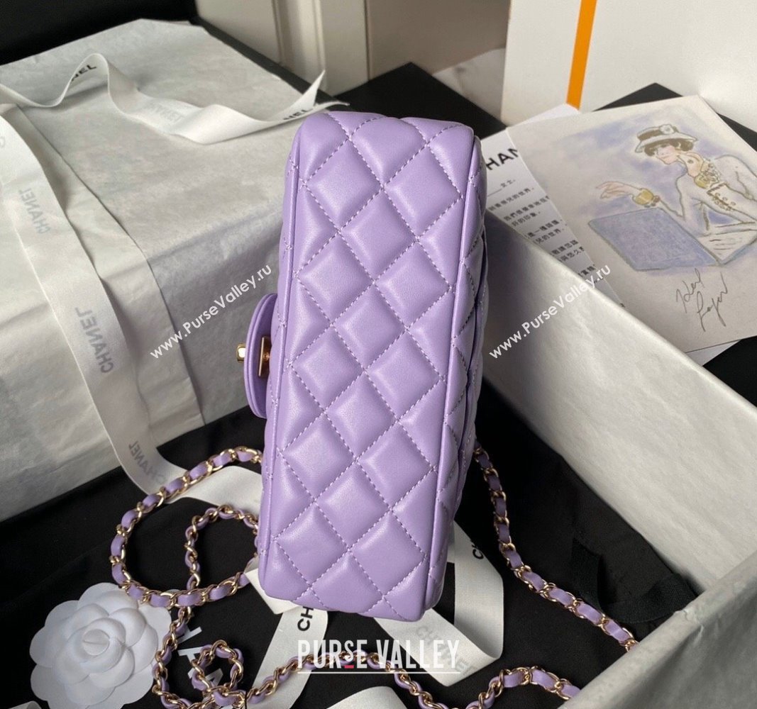 Chanel Shiny Lambskin Mini Flap Bag with Top Handle and Strass Purple 2024 AS4924 (yezi-240627010)