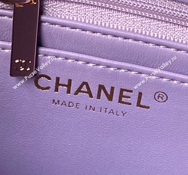 Chanel Shiny Lambskin Mini Flap Bag with Top Handle and Strass Purple 2024 AS4924 (yezi-240627010)