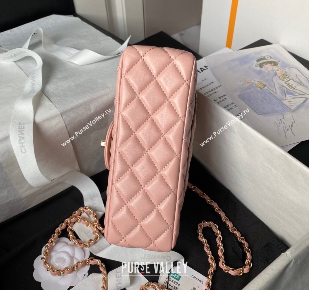 Chanel Shiny Lambskin Mini Flap Bag with Top Handle and Strass Light Pink 2024 AS4924 (yezi-240627011)