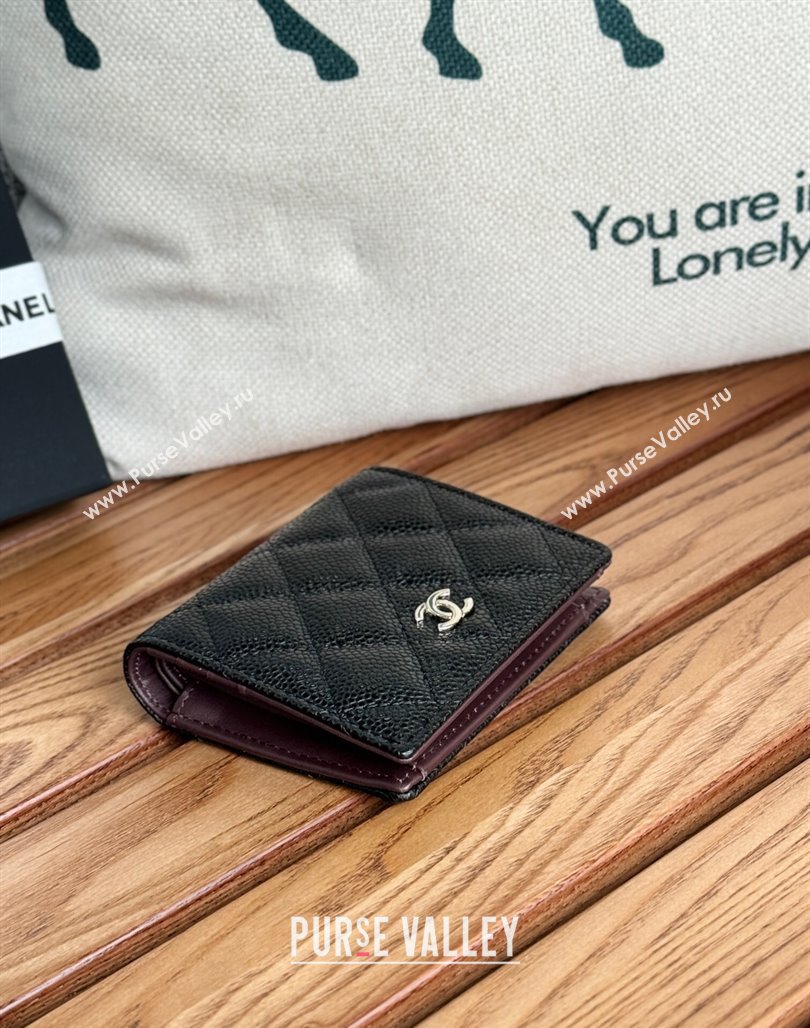 Chanel Grained Calfskin Short Wallet Black/Silver 2 2024 A84028 (SSZ-240627014)