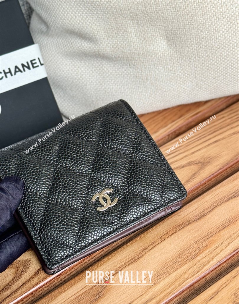 Chanel Grained Calfskin Short Wallet Black/Silver 2 2024 A84028 (SSZ-240627014)