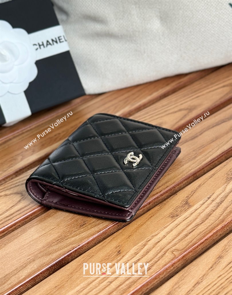 Chanel Lambskin Short Wallet Black/Silver 2024 A84028 (SSZ-240627016)