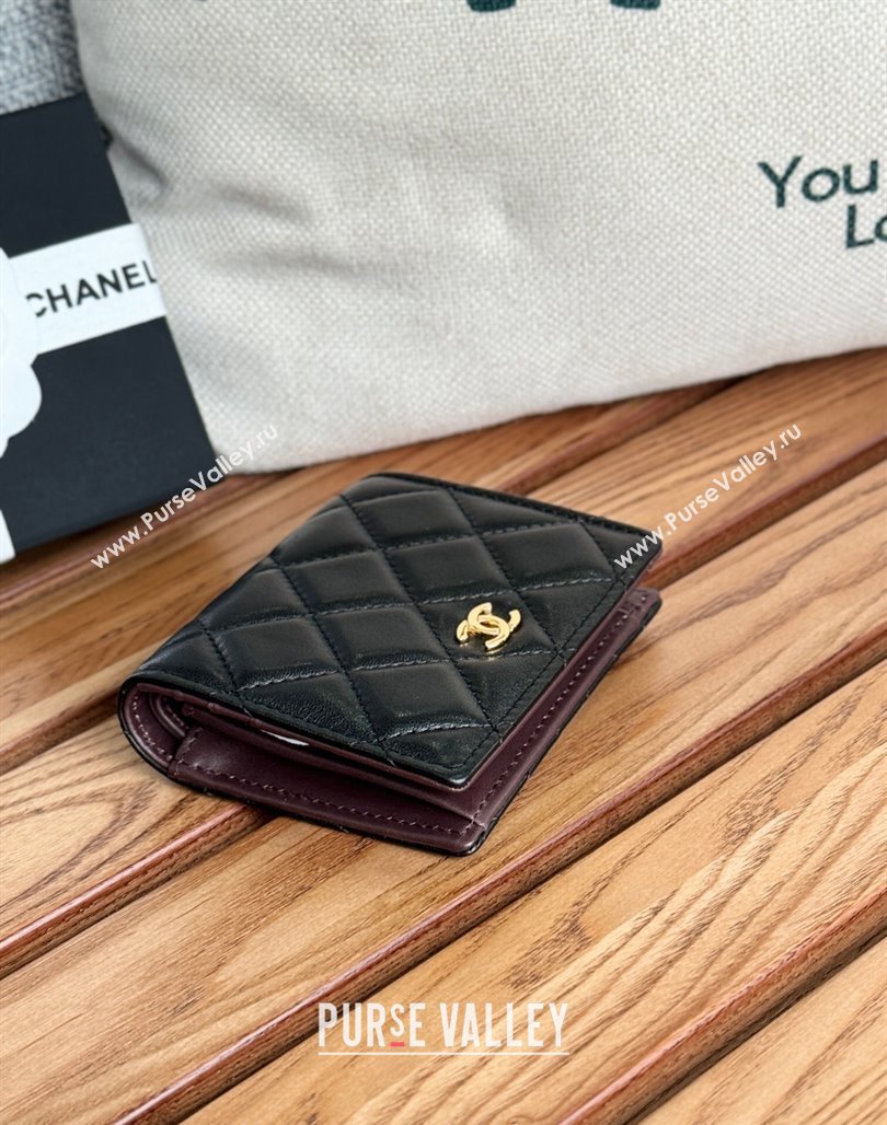 Chanel Lambskin Short Wallet Black/Gold 2024 A84028 (SSZ-240627017)