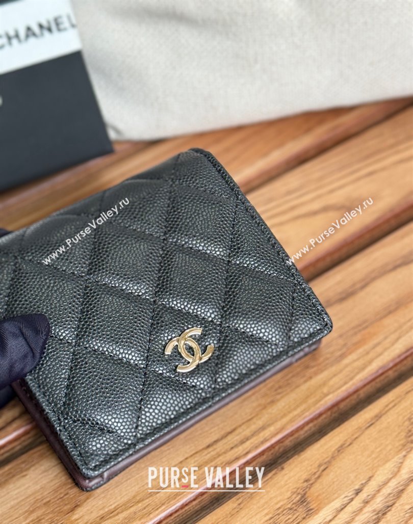 Chanel Small-Grained Calfskin Short Wallet Black/Silver 2024 A84028 (SSZ-240627018)