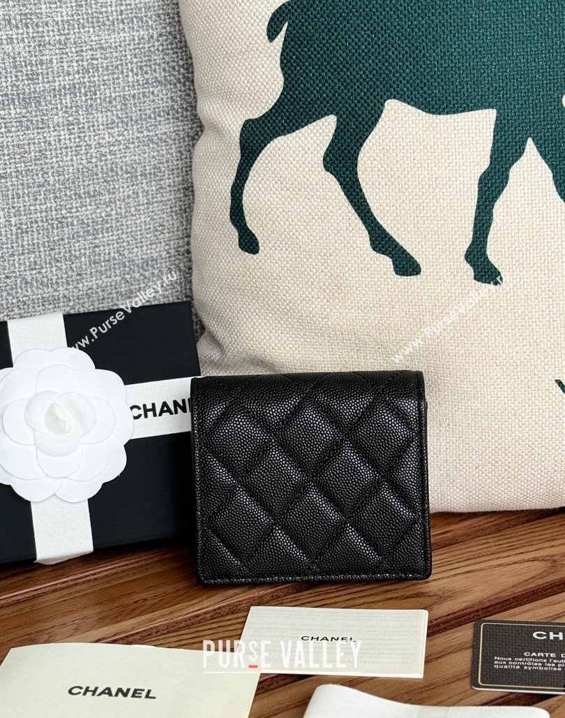 Chanel Small-Grained Calfskin Short Wallet Balck/Gold 2024 A84028 (SSZ-240627019)