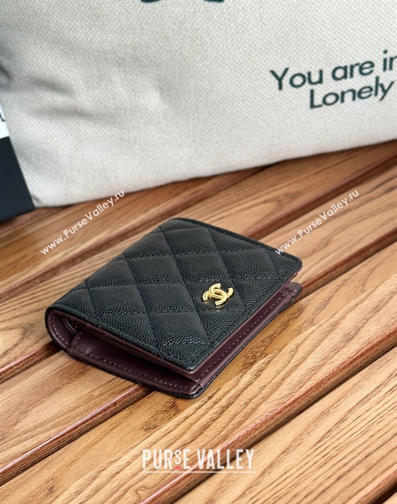 Chanel Small-Grained Calfskin Short Wallet Balck/Gold 2024 A84028 (SSZ-240627019)