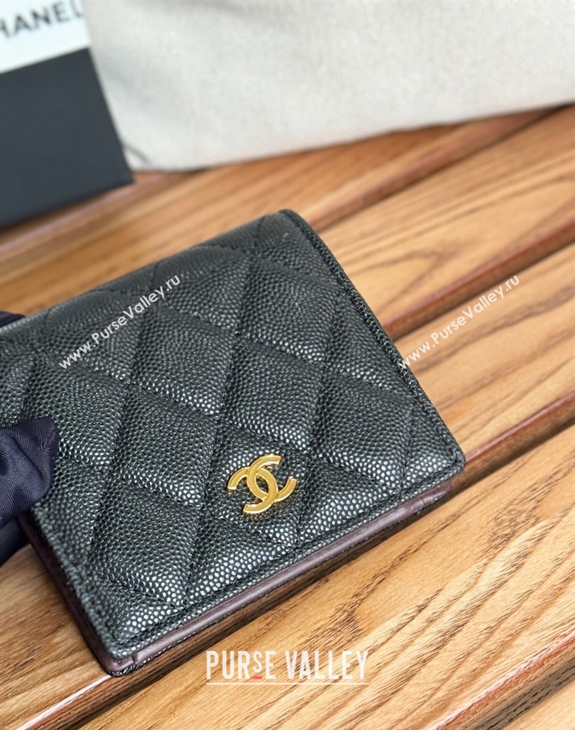 Chanel Small-Grained Calfskin Short Wallet Balck/Gold 2024 A84028 (SSZ-240627019)