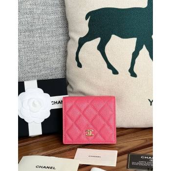 Chanel Grained Calfskin Short Wallet Dark Pink 2024 A84028 (SSZ-240627020)