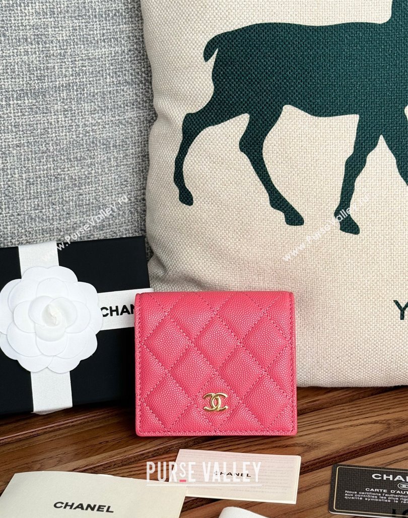 Chanel Grained Calfskin Short Wallet Dark Pink 2024 A84028 (SSZ-240627020)