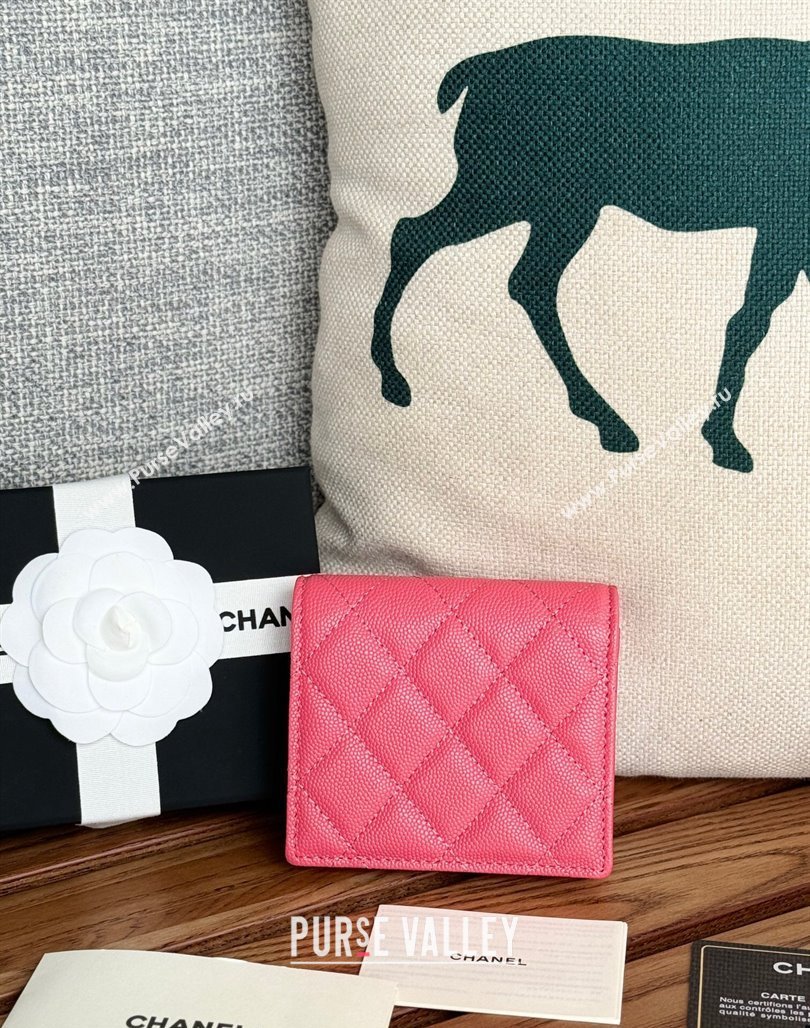 Chanel Grained Calfskin Short Wallet Dark Pink 2024 A84028 (SSZ-240627020)